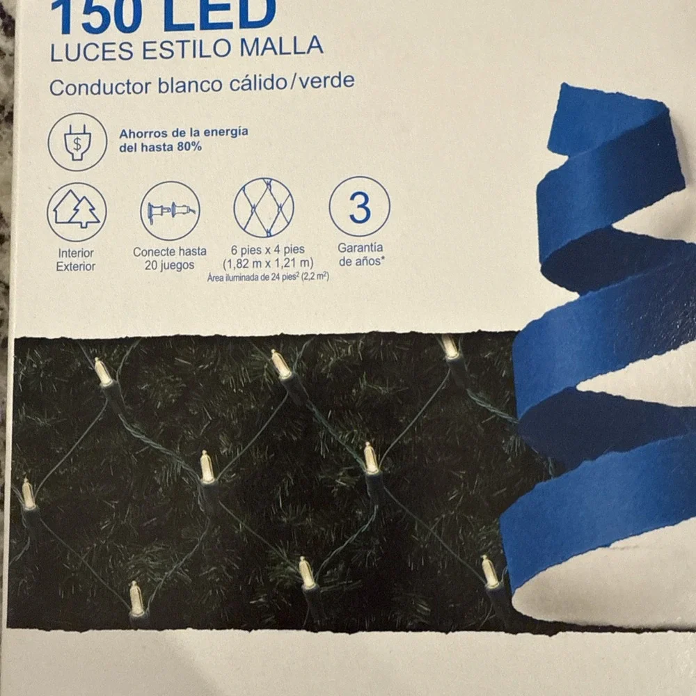 GE StayBright 150ct LED Net-Style Lights Warm White/Green Wire 6ft x 4ft